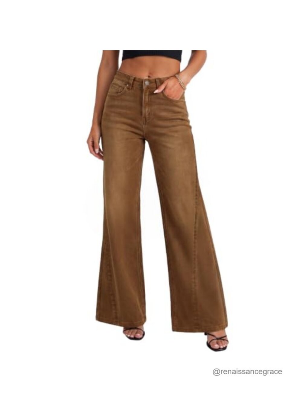 High Waisted Wide Leg Stretch Denim Flare Jeans